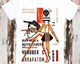The Man with Movie Camera Soviet Movie Tee Top Poster Vintage Unisex T shirt 8309