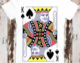 King of Spade Playing Card Poker Lucky Hand Suit Jack Queen T Shirt Super Cool Gift Top Tee 8424