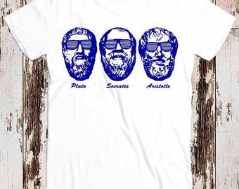 Socrates Plato Aristotle Philosophers Geek Funny 80s Retro Cool Top Tee T Shirt 8777