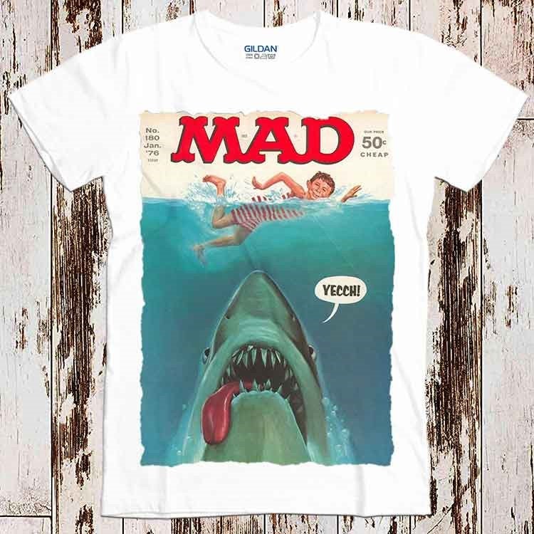 Discover Mad Magazine Jaws Cover Deep Sea Funny Super Cool Best Gift Top Tee T Shirts