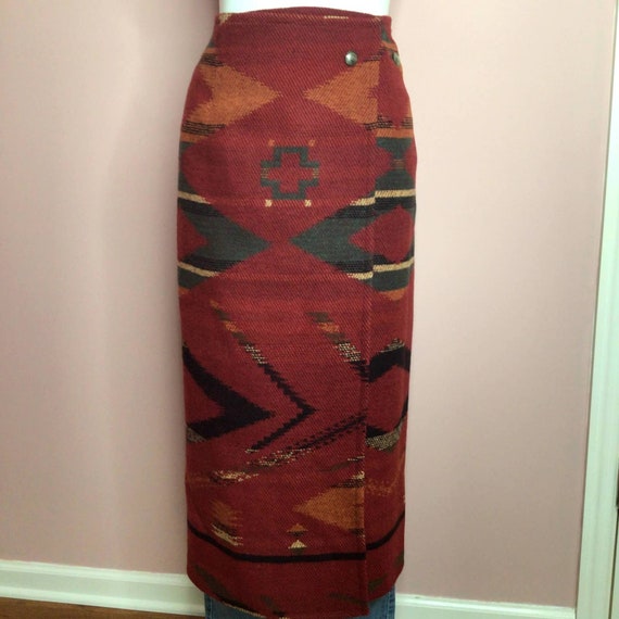Vtg Ralph Lauren Navajo Blanket Wrap Skirt 12
