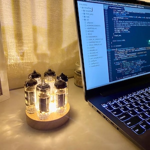 Steampunk Lamp 6P14P Vacuum Tube Lamp Night Light LED AMP Tube Lighter Gift for Audiophile Fans