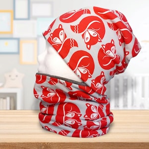 Beanie-Loop-Set warm/Mütze und Schal/Fuchs/Wendebeanie/Accessoires Kinder/Kindermode