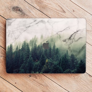Macbook case for Macbook Pro 13 Air M1 M2 2022 11 Inch, 12 Inch, 13 Inch, 14 Inch, 15 Inch, 16 Inch Dark Forest with marble design cover