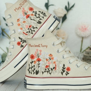 Embroidered Converse Shoes/Converse Chuck Taylor Custom Flowers/Embroidered Flowers Converse Custom-Mushrooms Embroidered Sneakers.