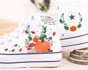 Custom Mint Converse Chuck Taylor Mushrooms Embroidered Converse Shoes/ Mushrooms Embroidered Converse Custom/Mushrooms Embroidered Sneakers