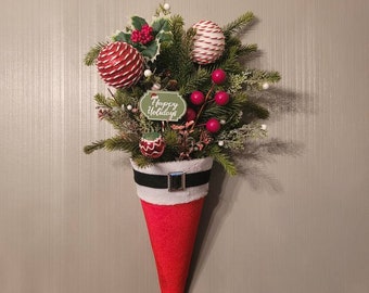 Santa hat wall decoration,  santa hat door hanging, christmas door hanging
