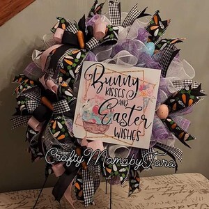 Buffalo Plaid Easter Bunny Wreath: Pastel Spring Decor