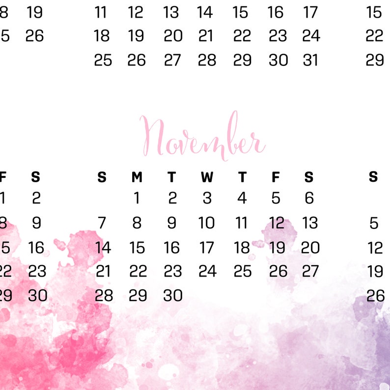 2021 Year at a Glance Printable Wall Calendar Page | Etsy