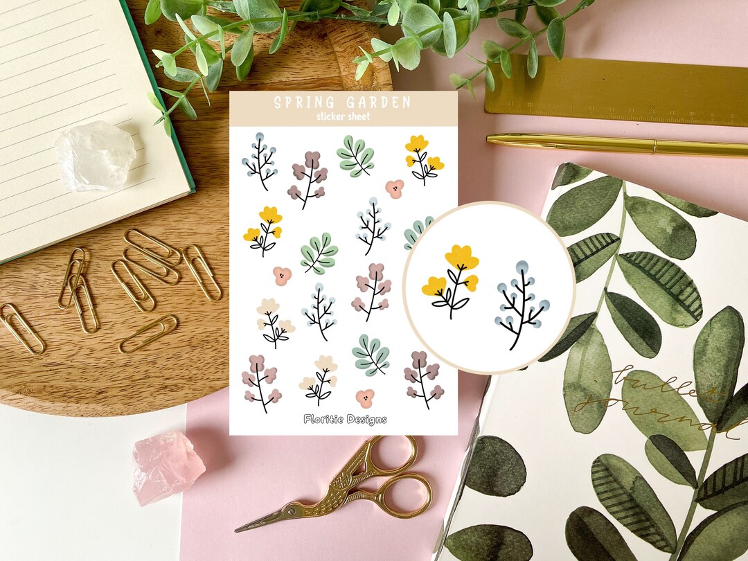 SPRING GARDEN Sticker Sheet Decorative Flower Stickers Bullet Journal ...