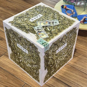 Dope Coffee Side Table | Vibrant Vinyl Art | Colorful Statement Accent Table | Cannabis Enthusiasts