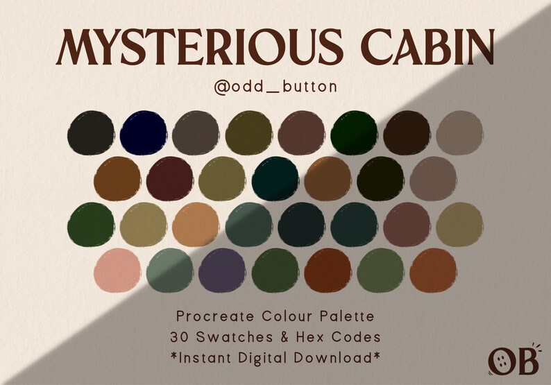 Digital Download Mysterious Cabin Procreate Colour Palette 30 Swatches ...