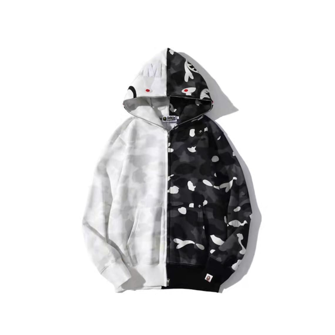 Bape sudadera con capucha luminosa en blanco y negro / Una Etsy