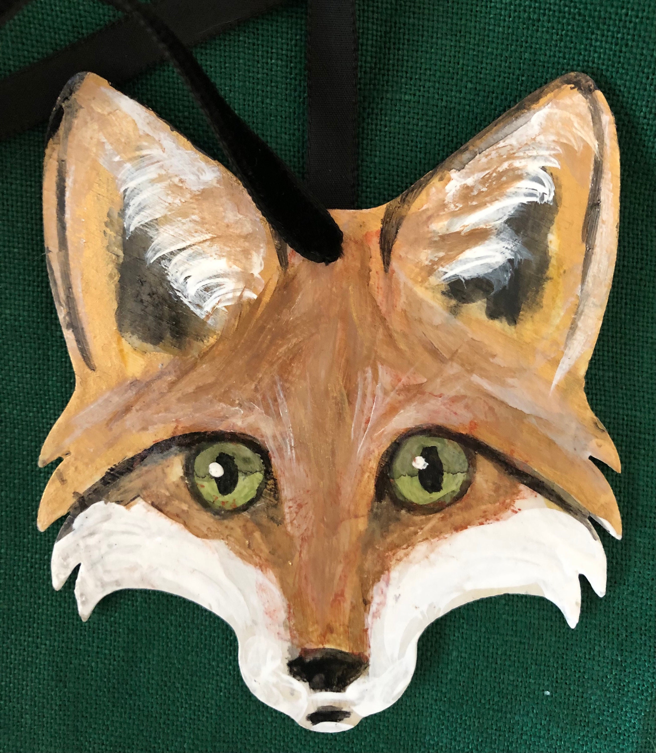 Red FOX Christmas Ornament wood With Velvet Hanger Etsy UK