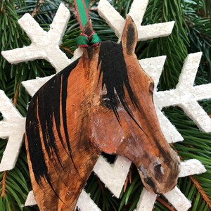 BAY HORSE head on Glittery snowflake CHRISTMAS ornament