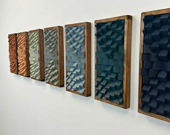 Art géométrique sur bois - Dégradé côtier