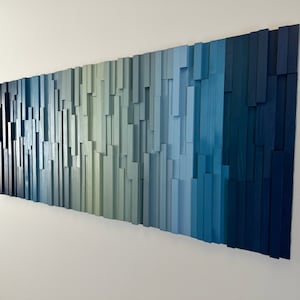 Geometric Striped Wood Art - Oceanic Harmony