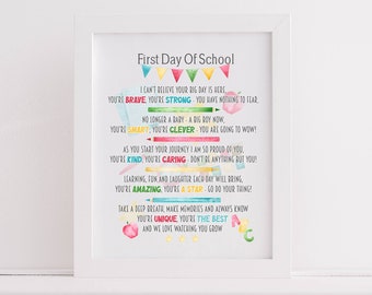 First Day Of School Print, Beautiful Poem