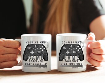 Personalised Gamer Gift Mug, Personalised gamer mug. Ideal for any gaming couples. Valentines Gamer Gift, Anniversary gift, gaming couples