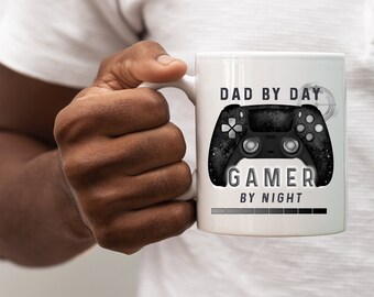 Dad by day gamer by night, dad by day mug, fathers day mug, fathers day gift, gamer dad gift, gamer dad mug, personalised gamer mug, dad mug