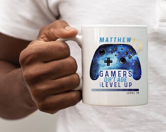 Personalised Gamer Mug | 18th Birthday Gift for Him Her | Video Game Gift | Game Controller | Boy Gamer | Birthday Gift Son Boyfriend Gamer