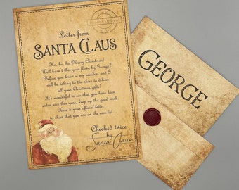 Personalised Vintage Letter From Santa Father Christmas, Stocking Filler Santa Letter,  Personalised letter from Santa, Santa Letter