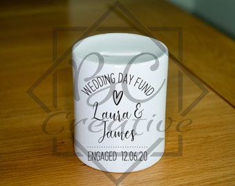 Wedding Fund Money Box, Personalised Engagement Gift, Congratulations Engagement Gift, Couple Piggy Bank, Wedding Fund, Ceramic Money Box