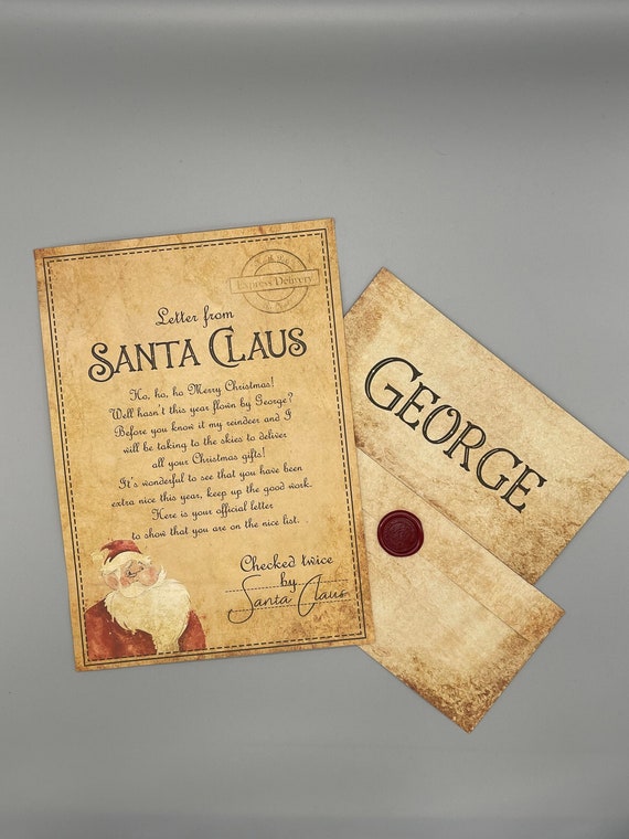 Personalised Vintage Letter From Santa Father Christmas, Stocking Filler Santa Letter,  Personalised letter from Santa, Santa Letter