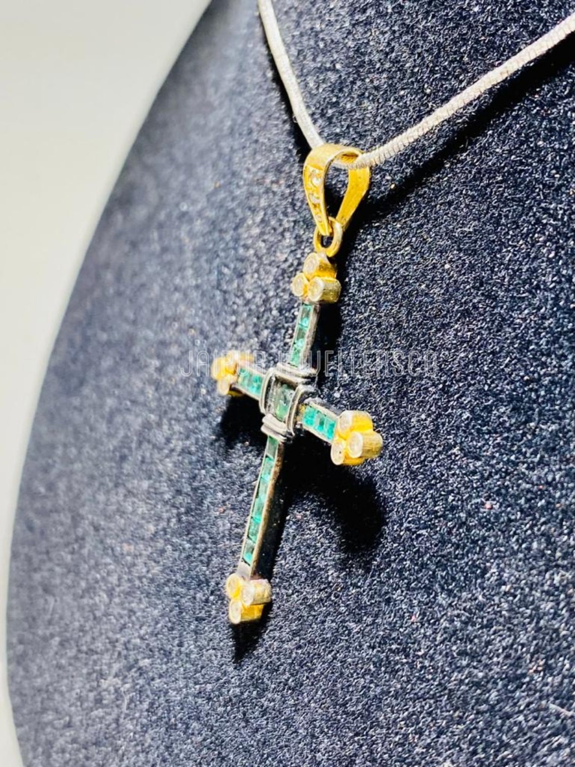 Special Emeralds & Diamonds Cross 14K Yellow Gold Pendant | Etsy