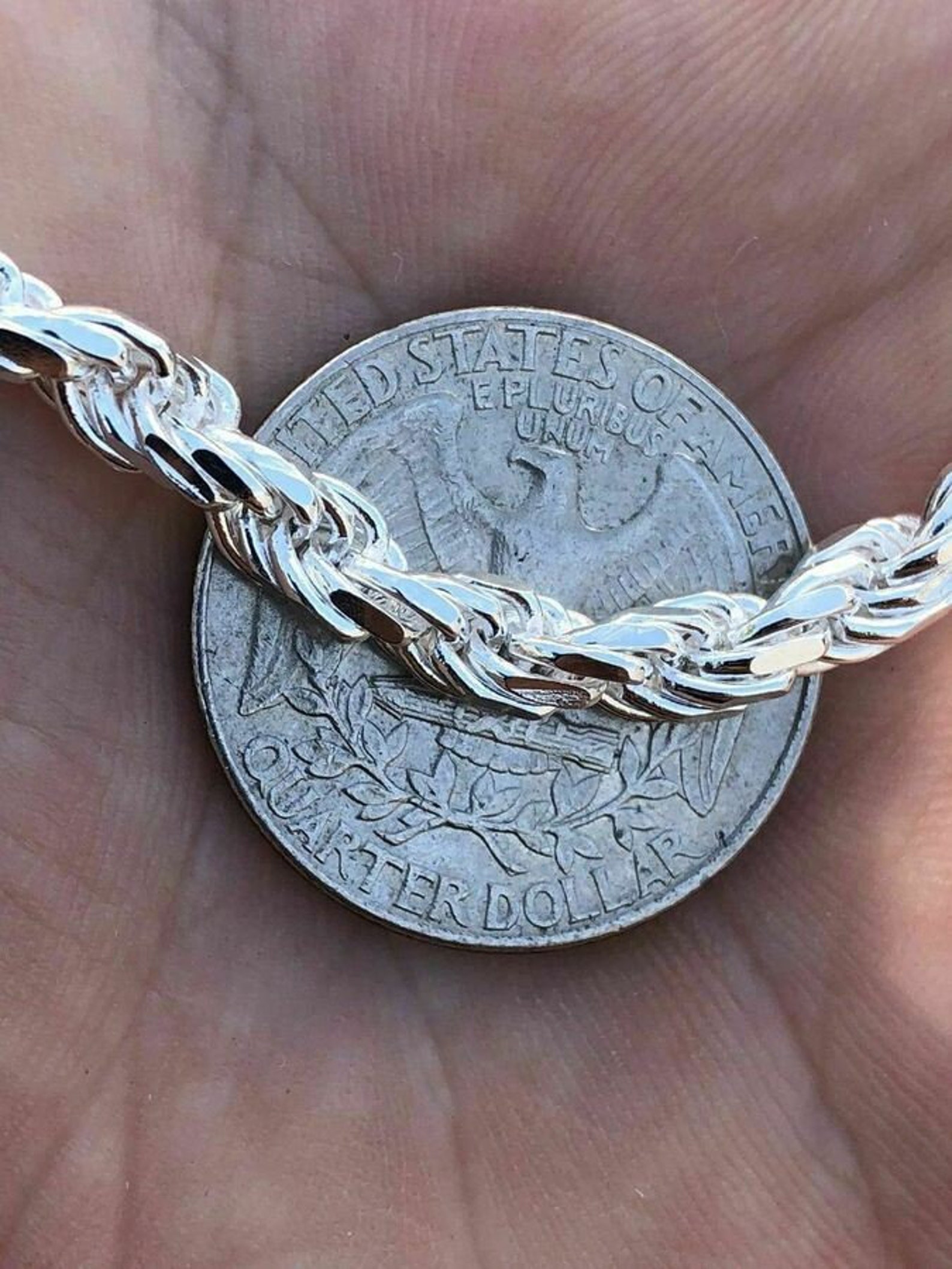 Mens 925 Solid Sterling Silver Rope Bracelet solid silver Etsy