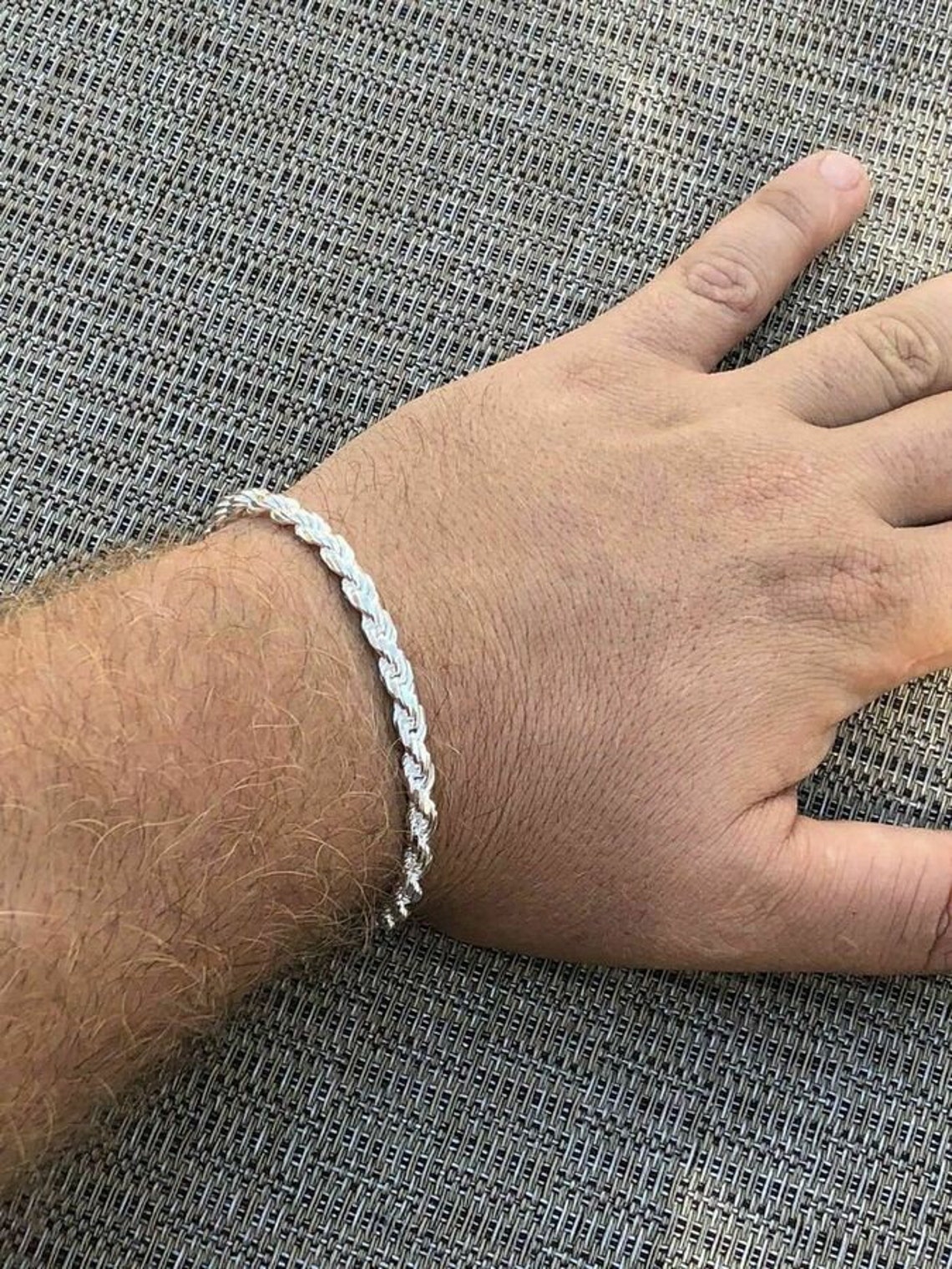 Silver rope bracelet mens Clearance