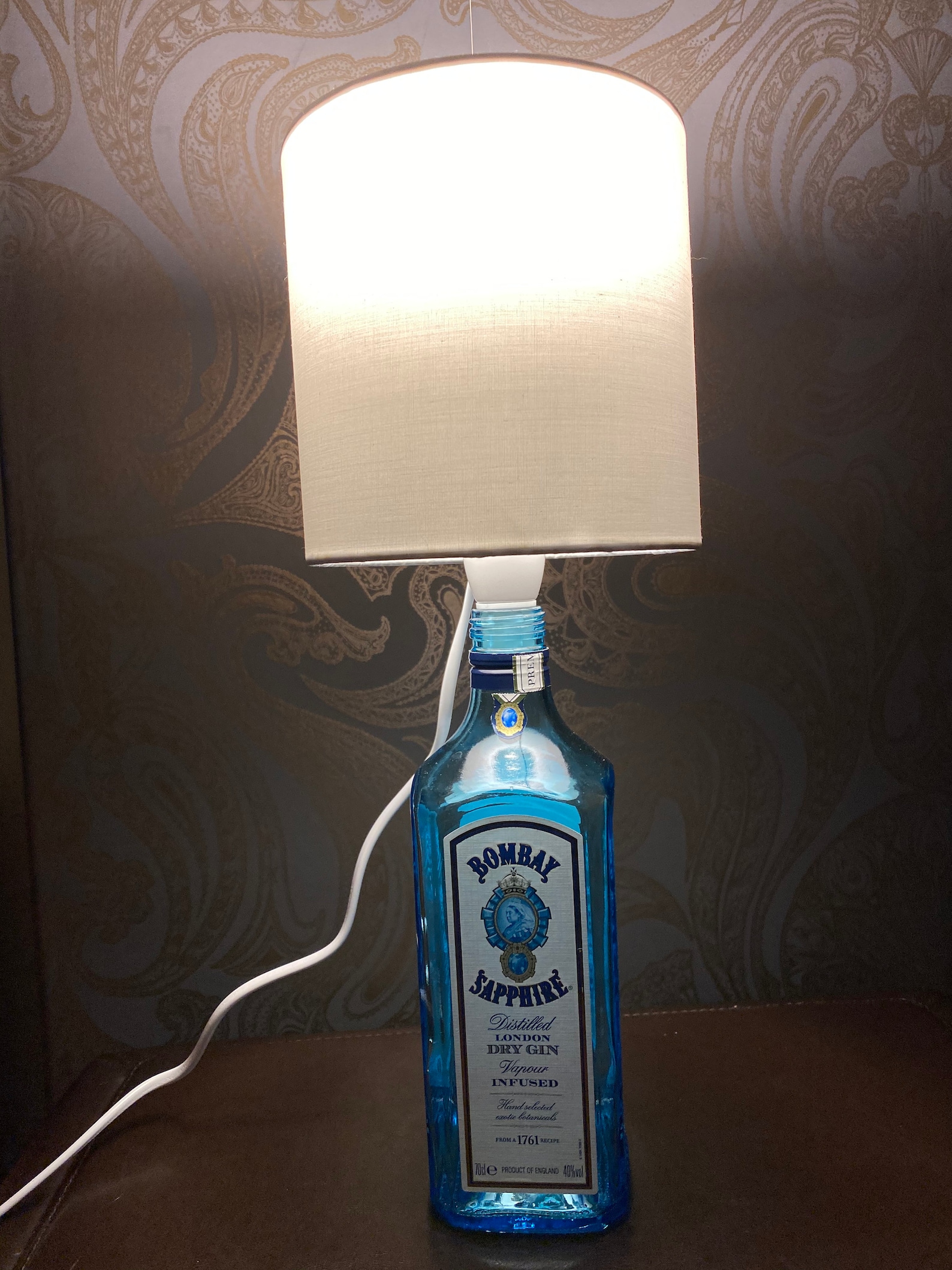 Upcycled Retro Bombay Sapphire Gin Fairy Light Bottle Lamp Etsy
