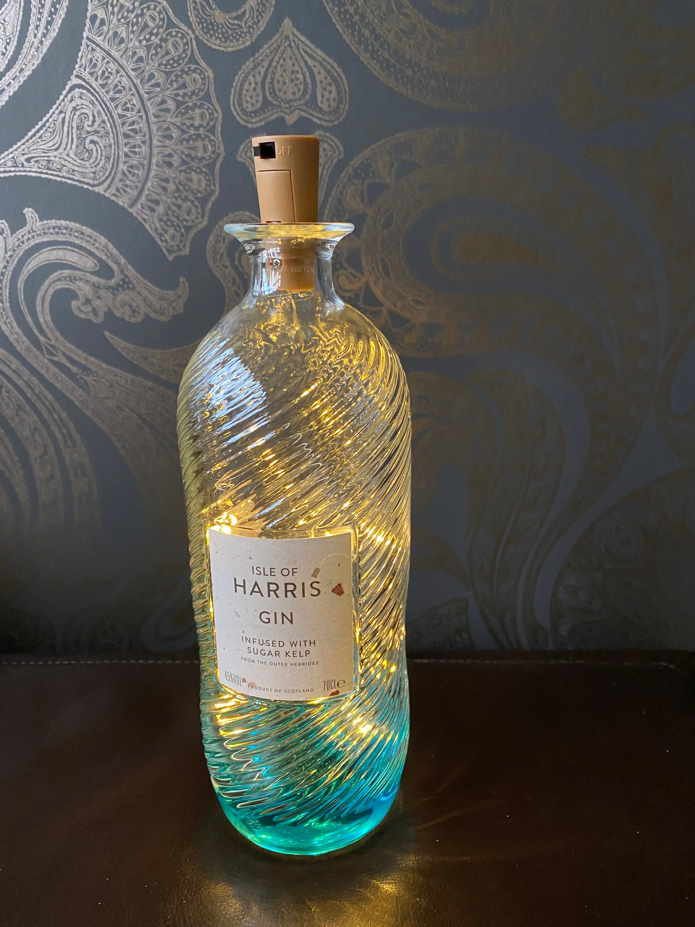 Upcycled Retro Isle of Harris Gin Fairy Light Bottle Lamp - Etsy