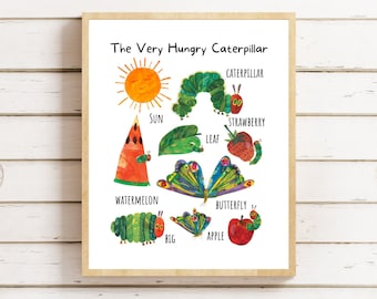 The Very Hungry Caterpillar Poster, Printable Wall Art, Educational Poster, Montessori, Homeschool, Classroom Poster, Nursery Decor