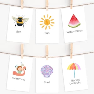 32 Tarjetas didácticas de verano, Estaciones, Playa, DESCARGA INSTANTE, Tarjetas de naturaleza, Materiales Montessori, Actividades de educación en el hogar, Tarjetas didácticas preescolares