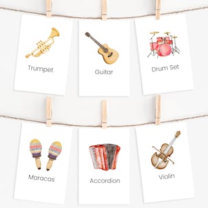 32 muziekinstrumenten-flashcards, montessori-flashcards, INSTANT DOWNLOAD, montessorimaterialen, thuisschoolactiviteiten, voorschoolse flashcards