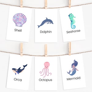 20 Ocean Animals Flashcards, Sea Animals Flashcards, INSTANT DOWNLOAD, Montessori Materials, Homeschool Activities, Preschool Flashcards