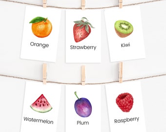 Fruit Flashcards, Montessori Learning Cards (INSTANT DOWNLOAD)