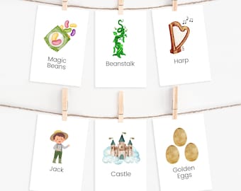 Jack And The Beanstalk Story Cards, Storytelling Cards, Fairy Tale, Homeschool Montessori Printable, Preschool Classroom, Childrens Stories