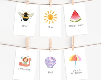 Summer Flashcards, Montessori Nature Cards, Homeschool Printable (PDF)