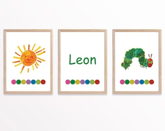 The Very Hungry Caterpillar Personalized Printable Wall Art, Nursery Wall Decor, Kids Room Posters