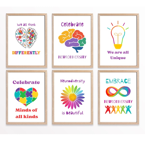 Neurodiversity Posters, Brain Art, Autism Awareness, Autism Classroom, Special Ed, ADHD, Printable Classroom Decor, Therapist Office Decor