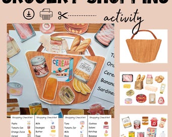 Grocery Shopping Game, Printable Activity, Homeschool Learning (PDF Pattern)