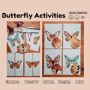 Butterfly Matching Game, Butterfly Flashcards, Butterfly Wands, Butterfly Activities, Montessori, Prek, Homeschool Printable, Butterfly Unit