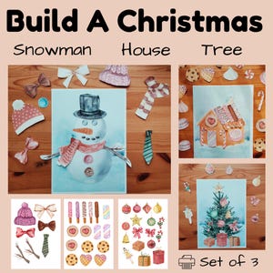 Christmas Activity Printables: Build a Snowman, Gingerbread House, Tree (PDF Download)