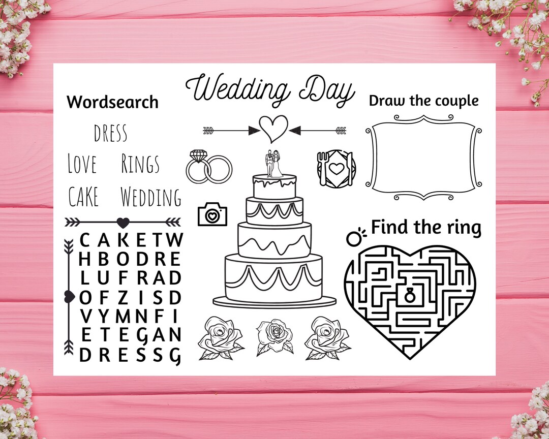 Kids Wedding Activity Mat, Wedding Activity Printable, Wedding ...