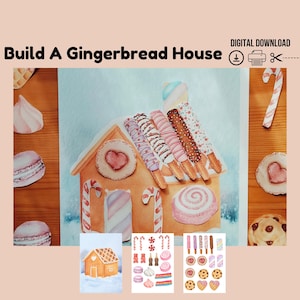 Bau ein Lebkuchenhaus Aktivität, Dekorieren Sie ein Lebkuchenhaus, DIY Papierhandwerk, Pretend Play, Montessori, Prek, Homeschool Printable
