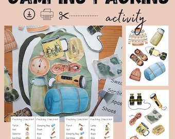 Pack A Camping Bag Activity, Camping Game,Camping Dramatic Play,Packing Checklist Game,Busy Book Page,Montessori, Prek, Homeschool Printable