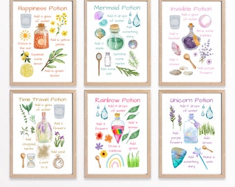 Printable Mud Kitchen Recipe Cards, Magic Fairy Potion Cards, Montessori Materials, Outdoor Play, Nature Play, Forest School, Homeschool