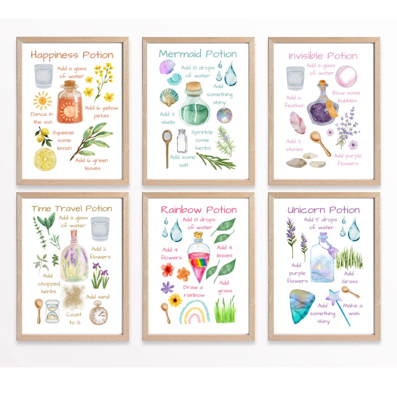 Printable Mud Kitchen Recipe Cards, Magic Fairy Potion Cards, Montessori Materials, Outdoor Play, Nature Play, Forest School, Homeschool image 1